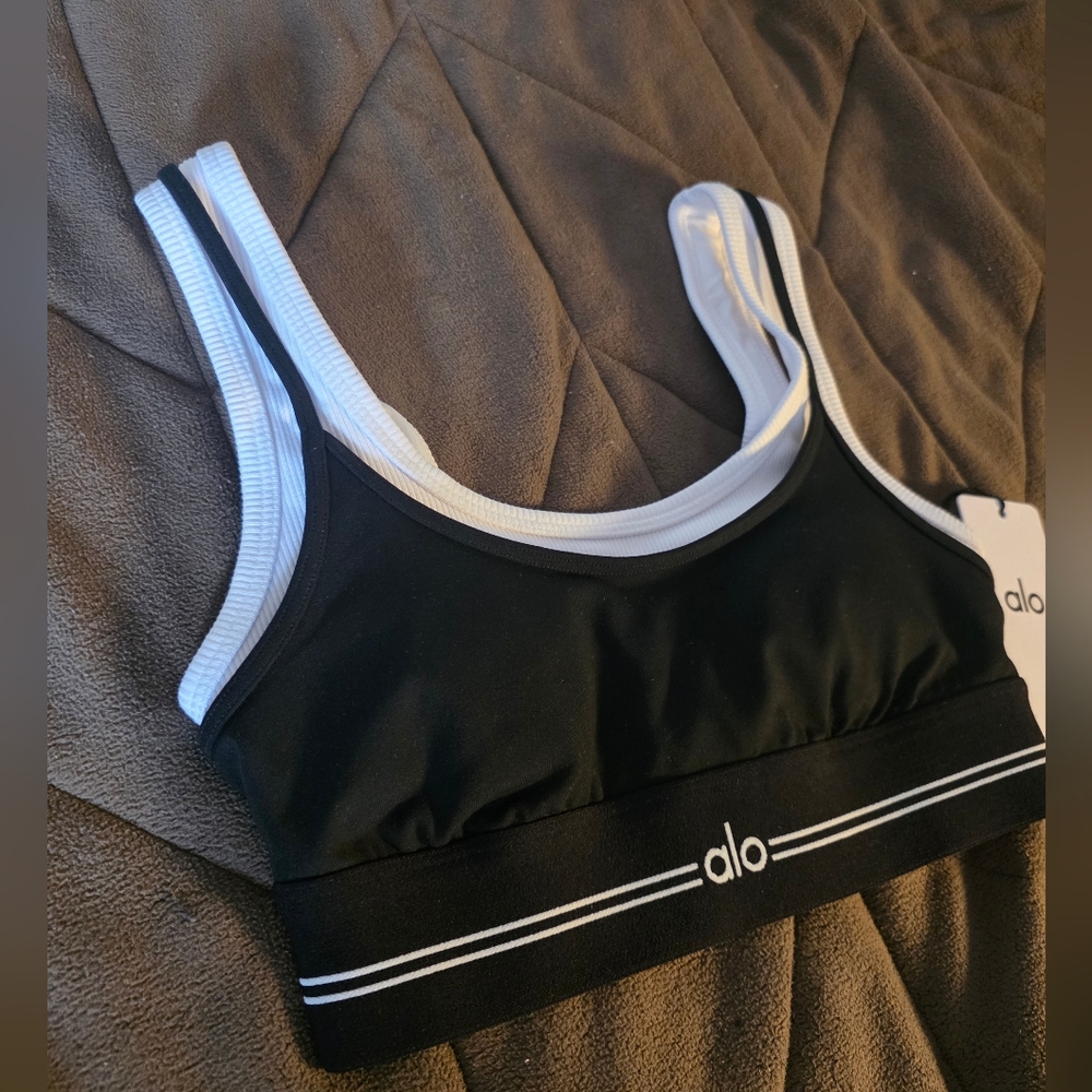 Alo FIRE! NWT! Airbrush Better Together Bra in Black/White. Sz XXS. R2S!! - Picture 7 of 13
